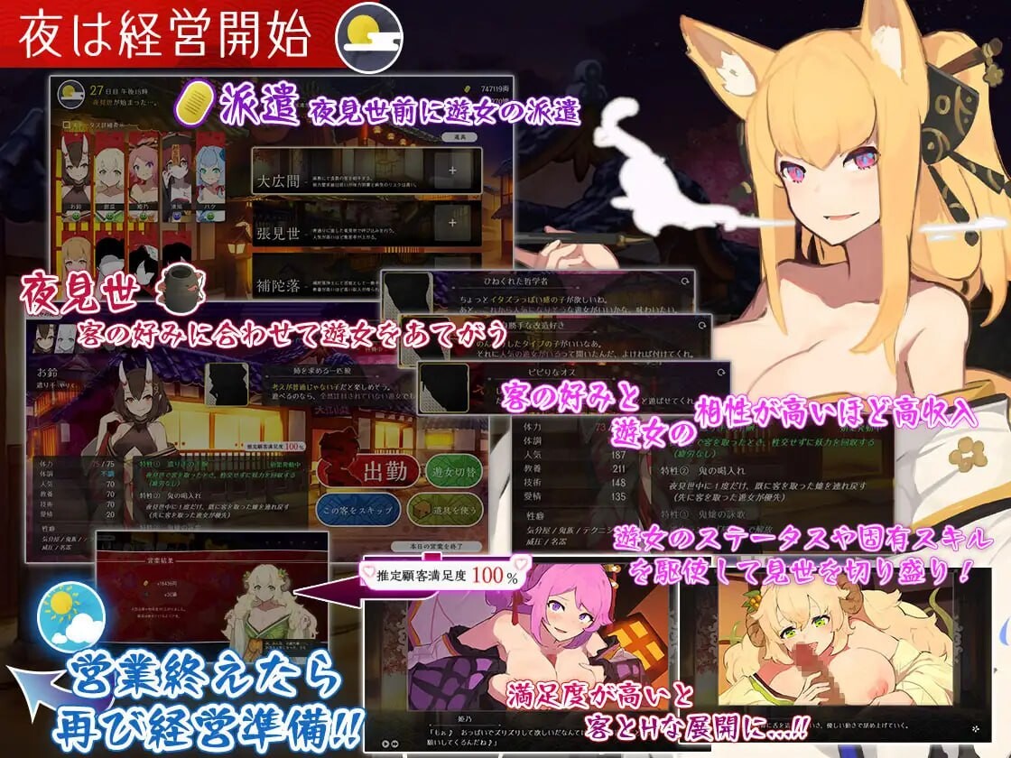 梦吉原的妖异妓楼～妖怪大楼重建谭～夢吉原のあやかし妓楼 ～妖怪大楼再建譚～v1.041 PC端 AI汉化版 预览图